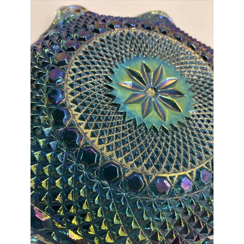 Vintage Blue/Purple Iridescent Carnival Glass 10